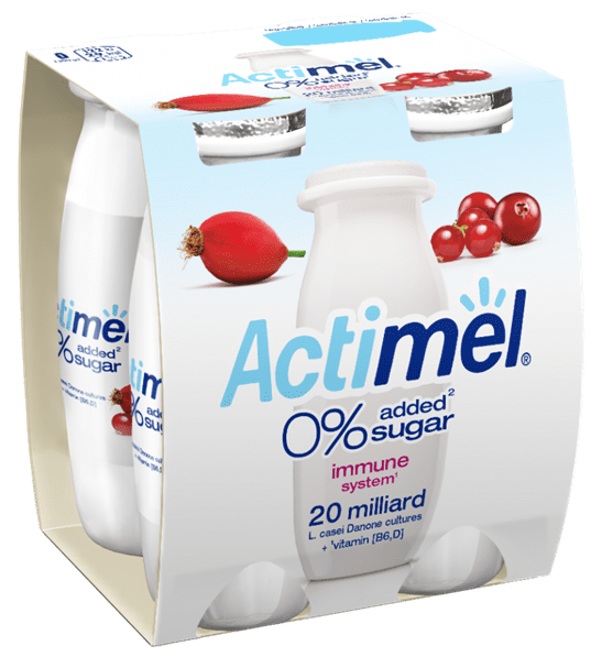 Actimel šípek, brusinka s 0 %<br/>přidaného cukru